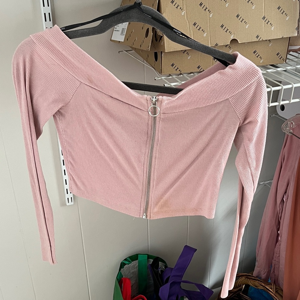 Forever 21 Light Pink Off-Shoulder Bodysuit